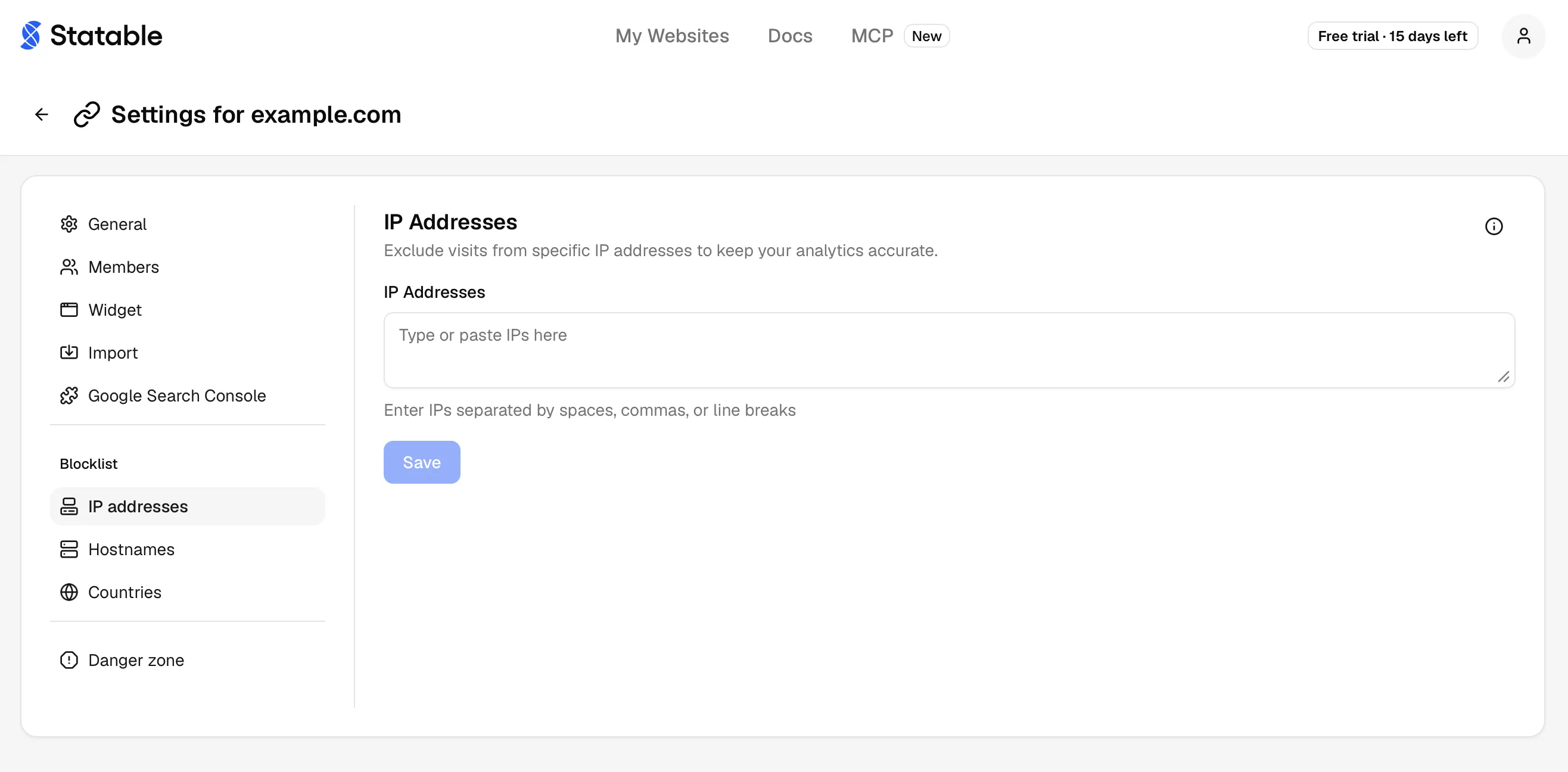 Block IP address