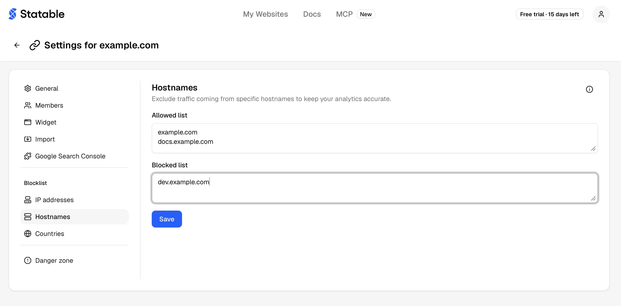Hostnames blocklist